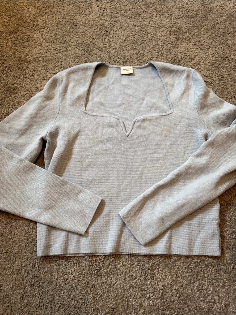 Abercrombie & Fitch Light Blue V-Notch Square Neck Sweater